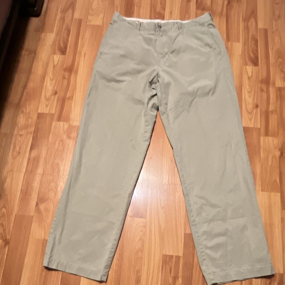 Tommy Bahama Men's Beige Khaki Solid Chino Pants 34W Regular Straight Flat Front